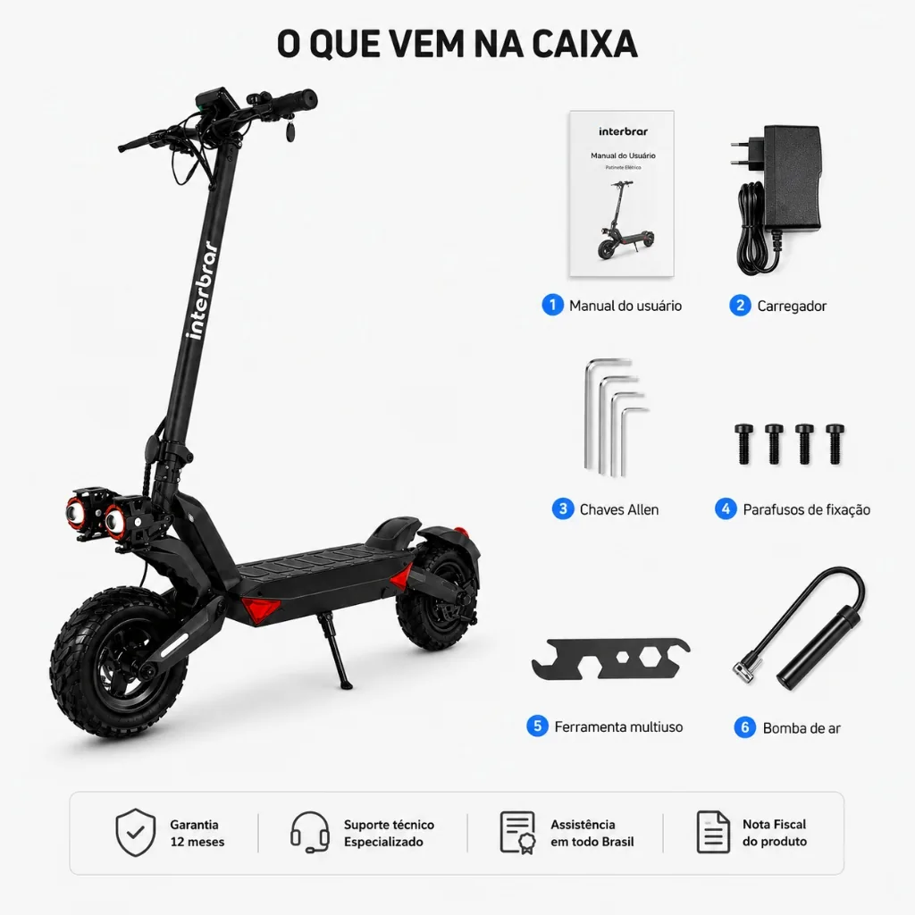 Conteúdo da caixa do patinete